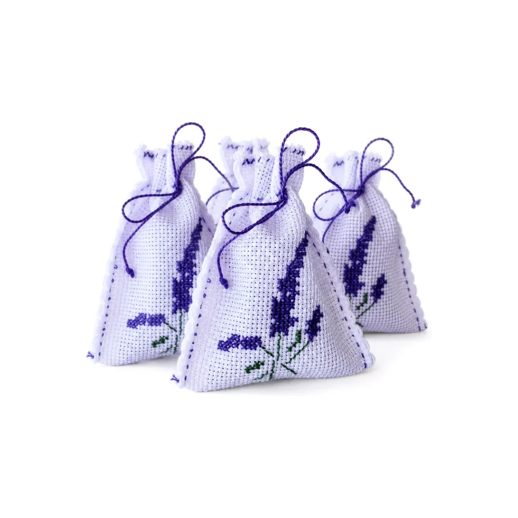 Set 4 Sacchetti ricamati con fiori secchi di lavanda