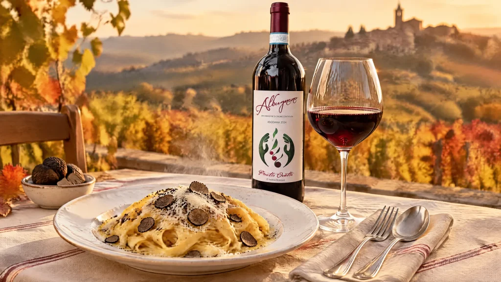 Tagliatelle al tartufo e Albugnano doc